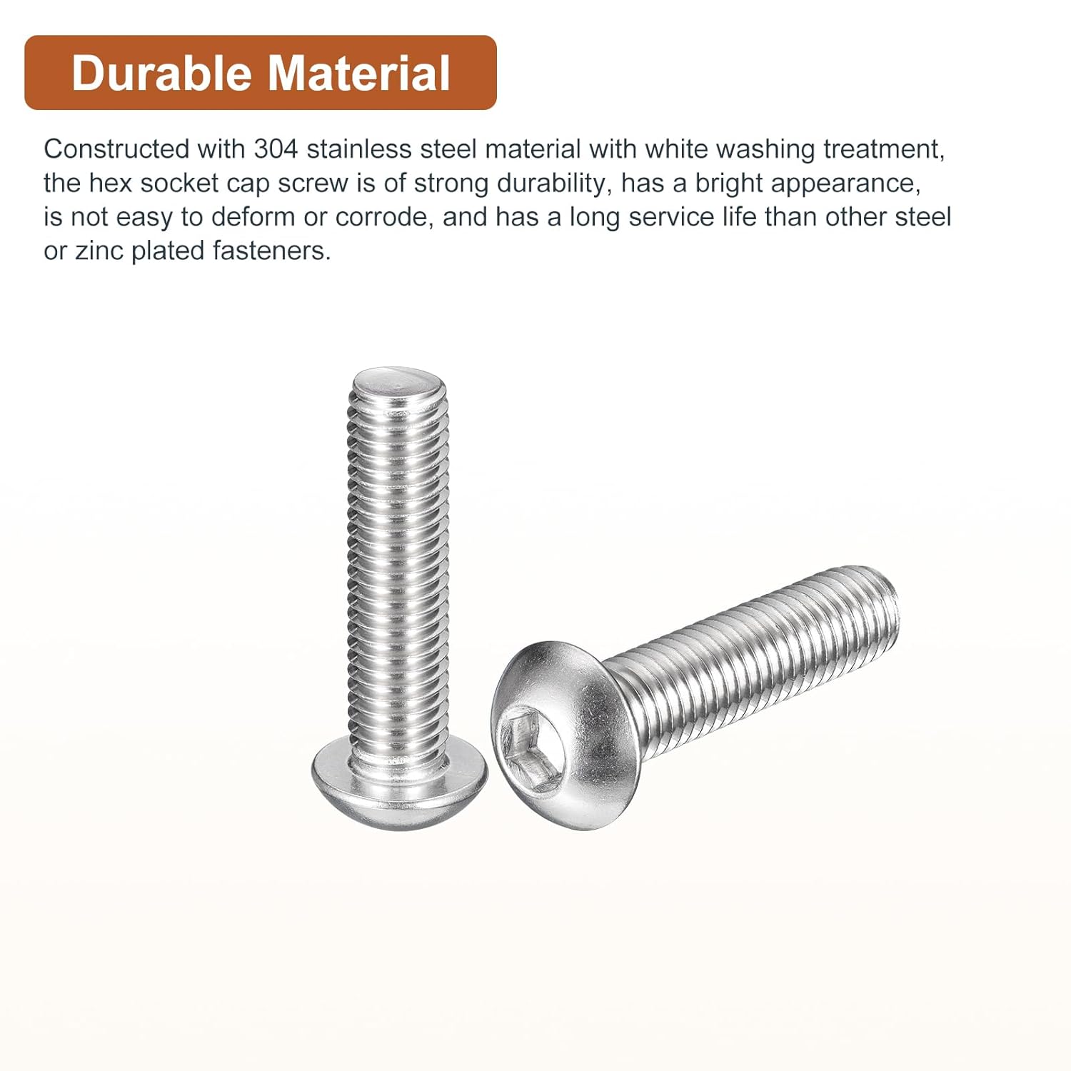 DTGN M10-1.5x40mm Button Head Socket Cap Screws - 50Pack - Good for Machine - 304 Stainless Steel 18/8 - Hex Drive Full Thread Fasteners