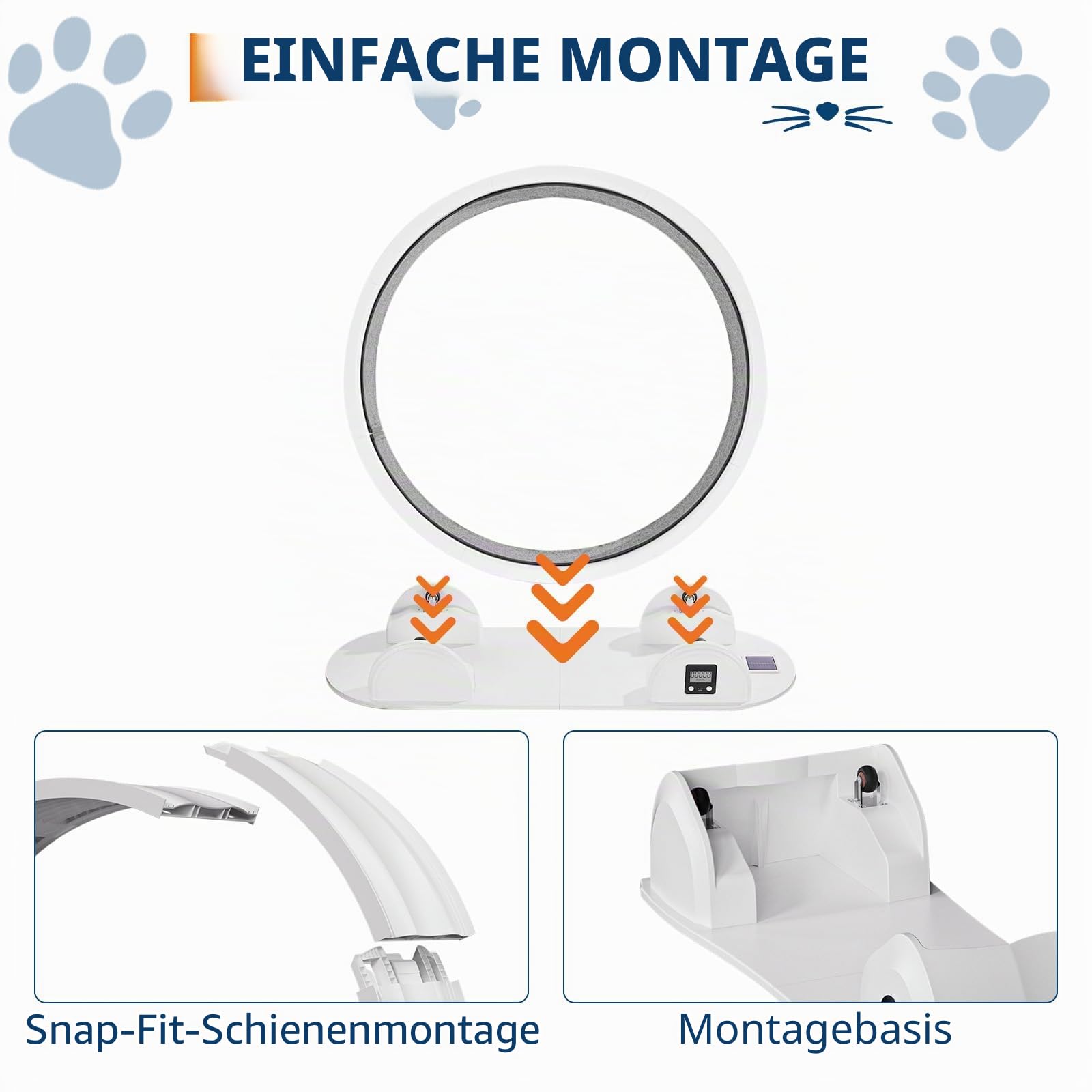 GarveeHome XL Katzenlaufrad 103cm mit Schrittzähler & Kratzbrett - Super Leises Laufrad für Große Katzen bis 12kg, Abnehmbarer Teppich, Ideal für Gewichtsreduktion und Gesundheit - A