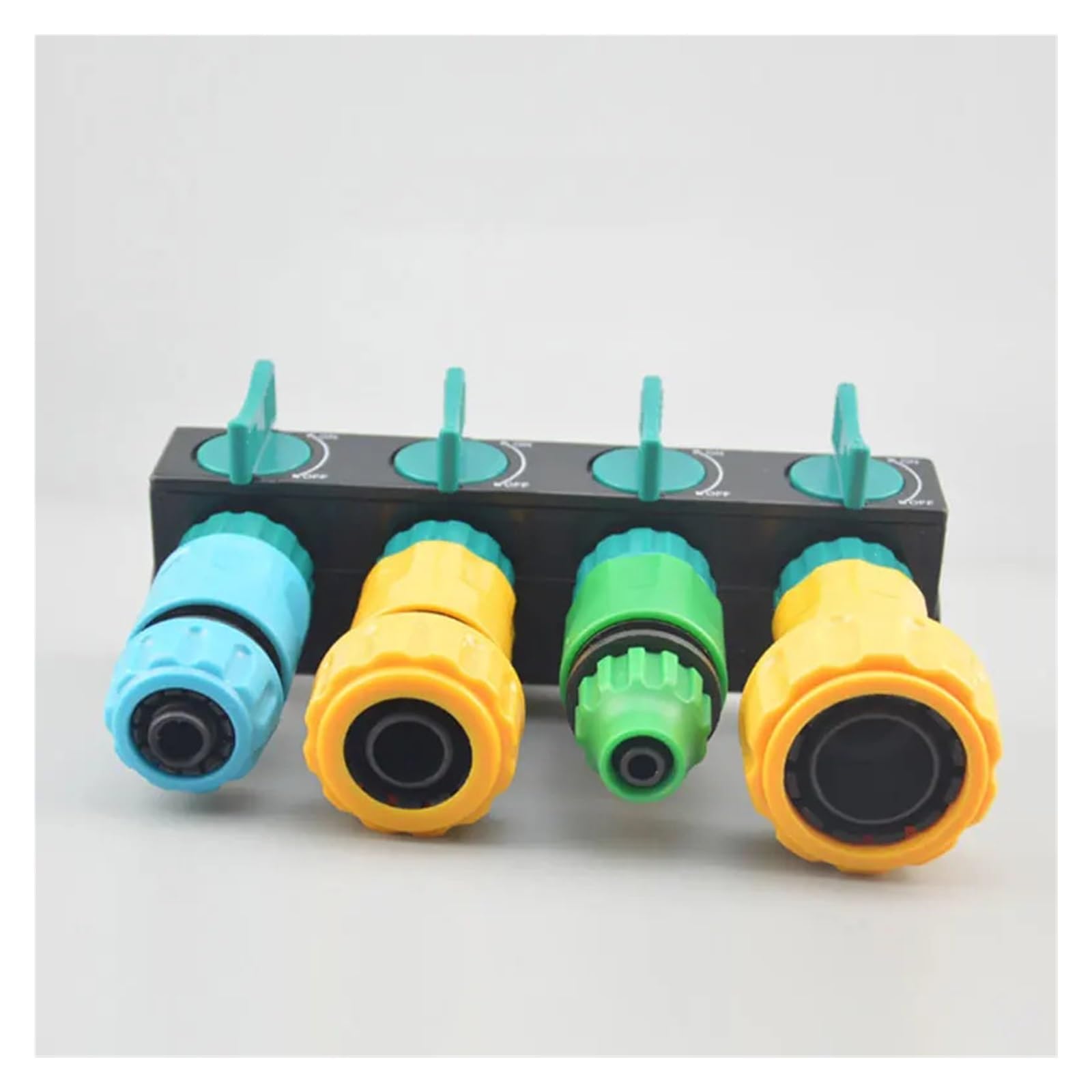 Divisor de válvula grifo 4 vías distribuidor tubería agua interruptor independiente adaptador conector manguera jardín(Set 1)