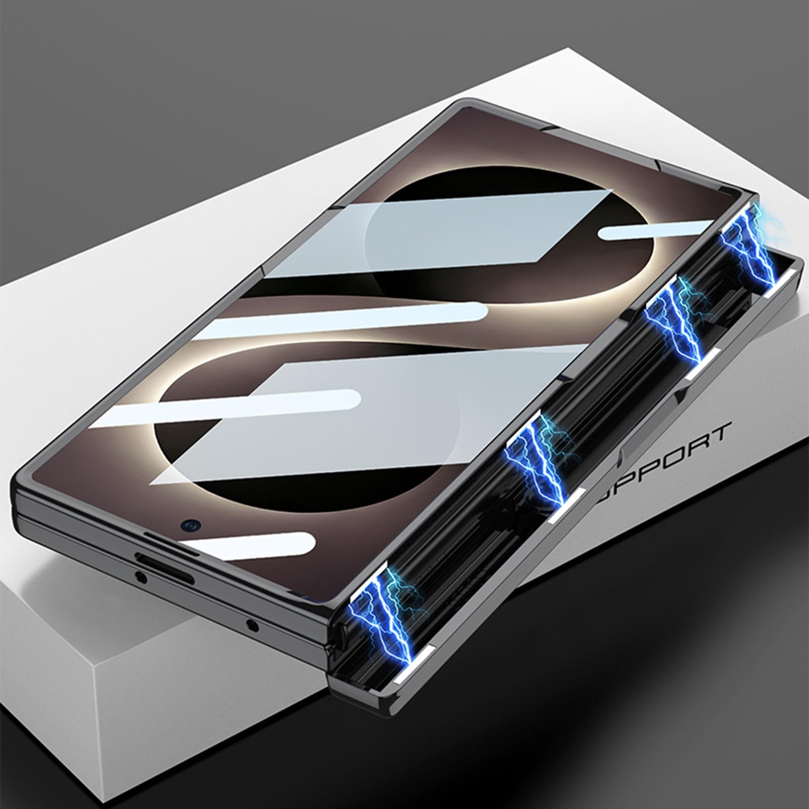 Custodia sottile per Samsung Galaxy Z Fold 8, ultra trasparente, con cerniera e cavalletto