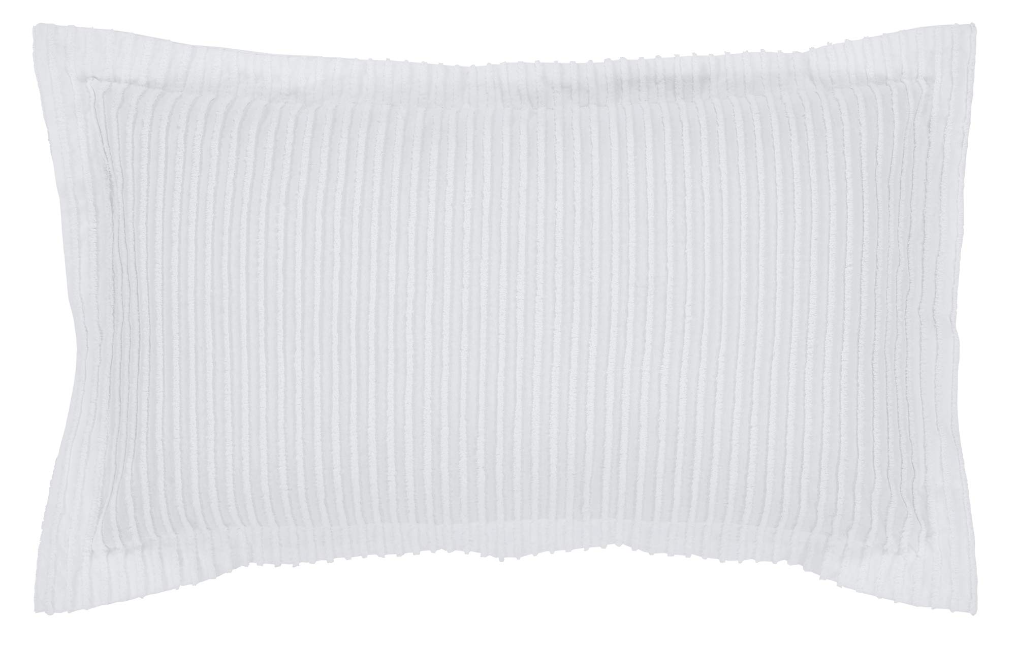 Better TrendsJullian Collection is Super Soft and Light Weight in Bold Stripes Design 100% Cotton Tufted Unique Luxurious Machine Washable Tumble Dry, King Sham, White