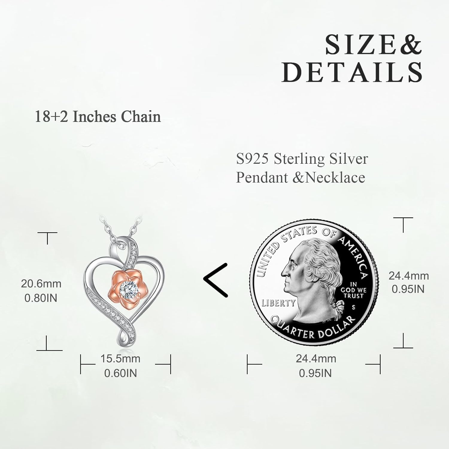 VONALA Heart Rose Necklaces for Women 925 Sterling Silver Heart Pendant Anniversary Birthday Gifts for Women, Jewelry Gift for Wife Wife Girlfriend Mom - Image 5