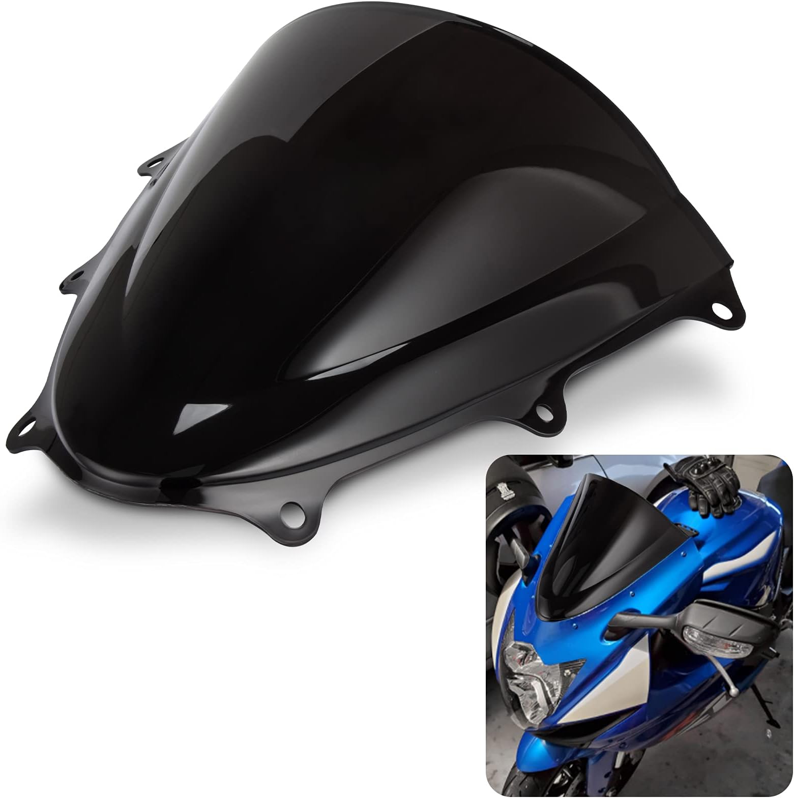 psler Windshield WindScreen Double Bubble For GSXR600 750 K11 2011-2022 (Black)