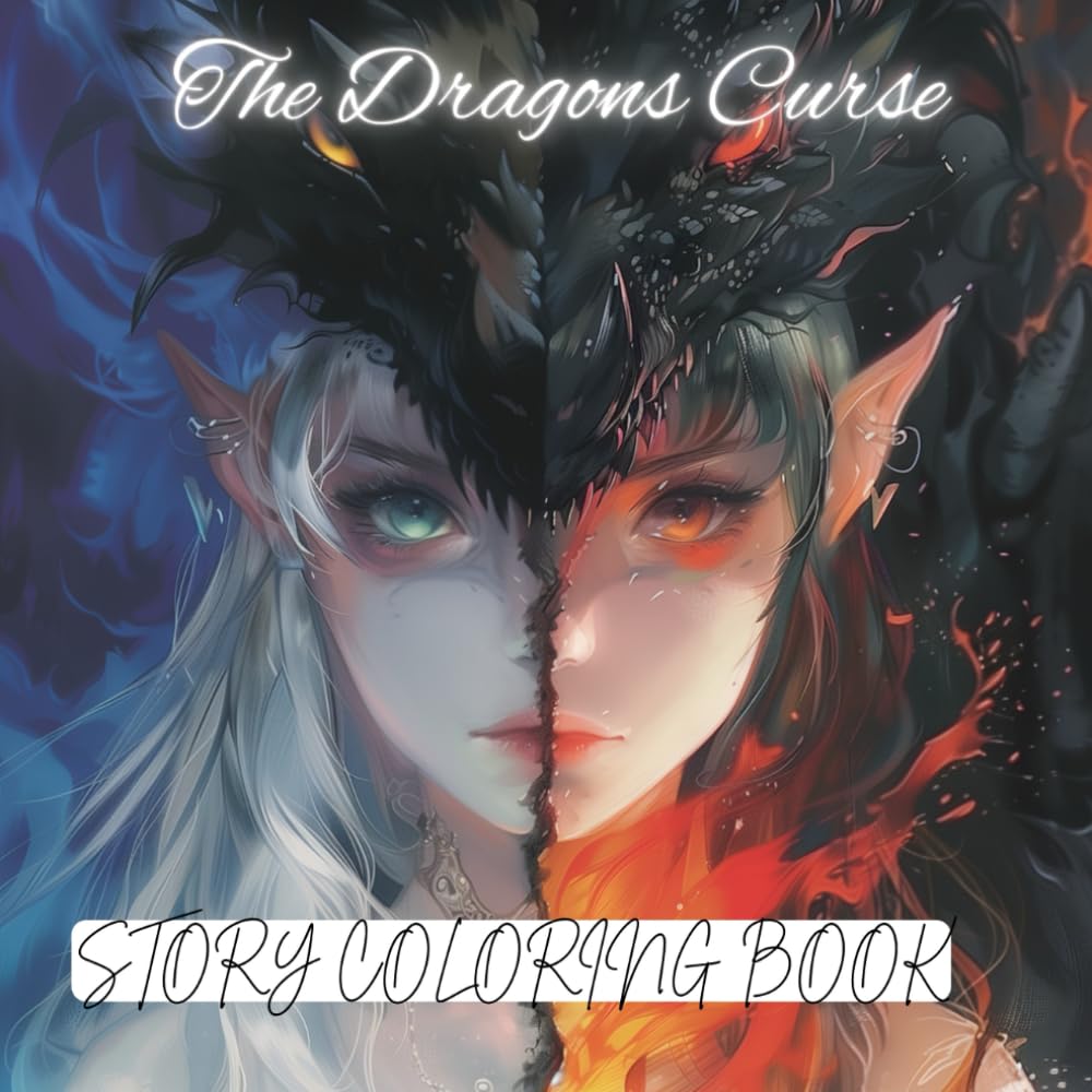 The Dragons Curse: Coloring Book for Adults with Fantasy Story and Dragons