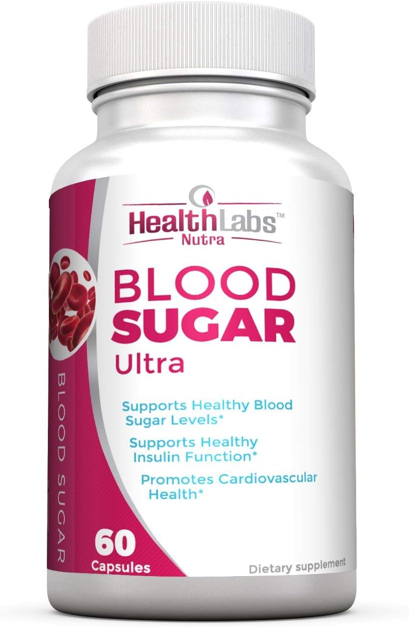 Health Labs Nutra Blood Sugar Ultra - Supports Healthy Blood Sugar Levels, Cardiovascular Health, Strengthens Immune System 60-Day Supply