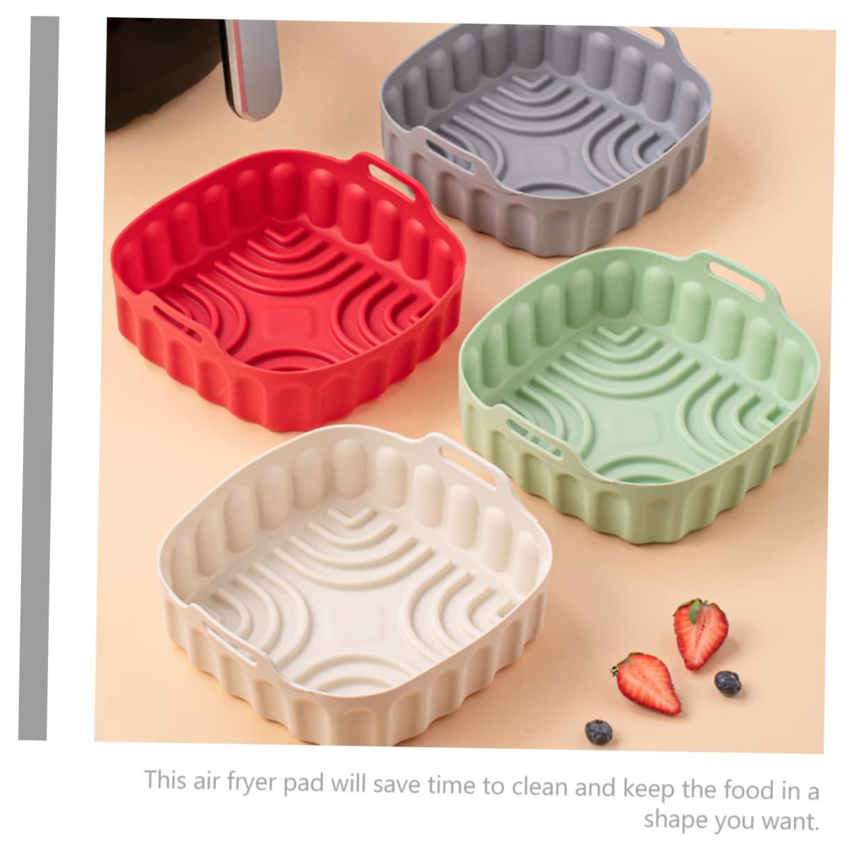 Amazon.co.jp: エアフライヤー シリコンポット | スクエア エアフライヤー シリコン オーブン トレイ,食品に安全なノンスティック  エアフライヤー バスケット ハンドル付き 可燃性パーチメントライナー紙の再利用可能な交換用 Yuab : ホーム＆キッチン シリコーン ... 5個 エアフライヤーパン エアフライヤートレイ ディープフライヤー ホームフライヤー シリコンエアフライヤーライナー エアフライヤー