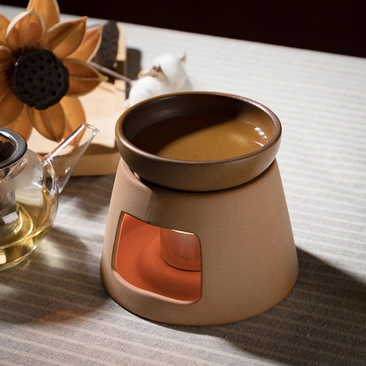 Ceramic Tea Warmer Heating Base – Sturdy Teapot Warmer for Home Use High Heat Resistant Suitable for Teapots and Tea Lights for Cozy Evenings
