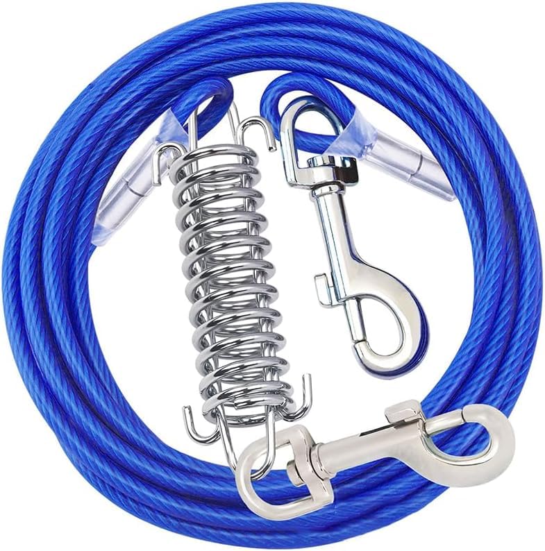 300CM Dog Tie Out Cable, Blue, 300CM-Buffer Spring