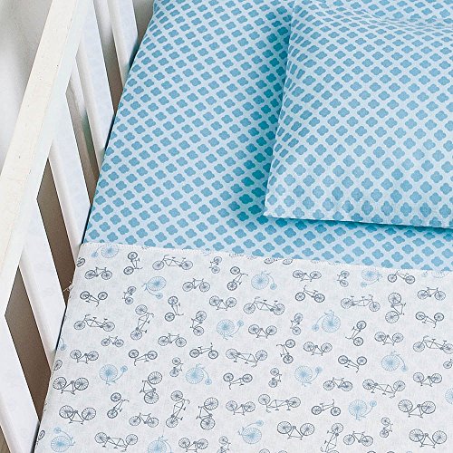 Jogo De Berço Compose 03 Peças, Papi Textil, Azul