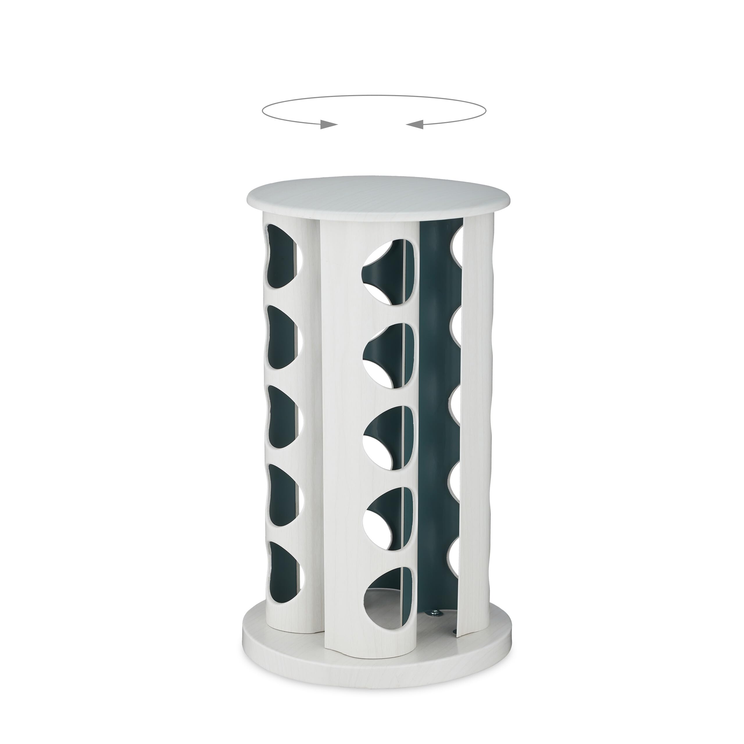 Relaxdays Tourniquet à épices, 20 Pots, chacun avec Embout tamiseur, Rotatif à 360°, Effet Bois, HD 33,5x19 cm, Blanc