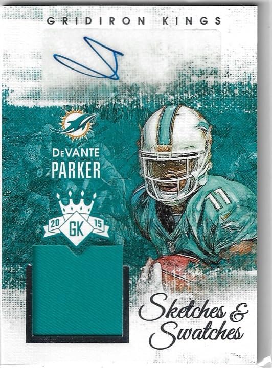 DeVante Parker Autographed & Serial Numbered #062/249 Sketches & Swatches Rookie Card Collectible Football Card - 2015 Panini Gridiron Kings Football Card #SK-DP (Dolphins)