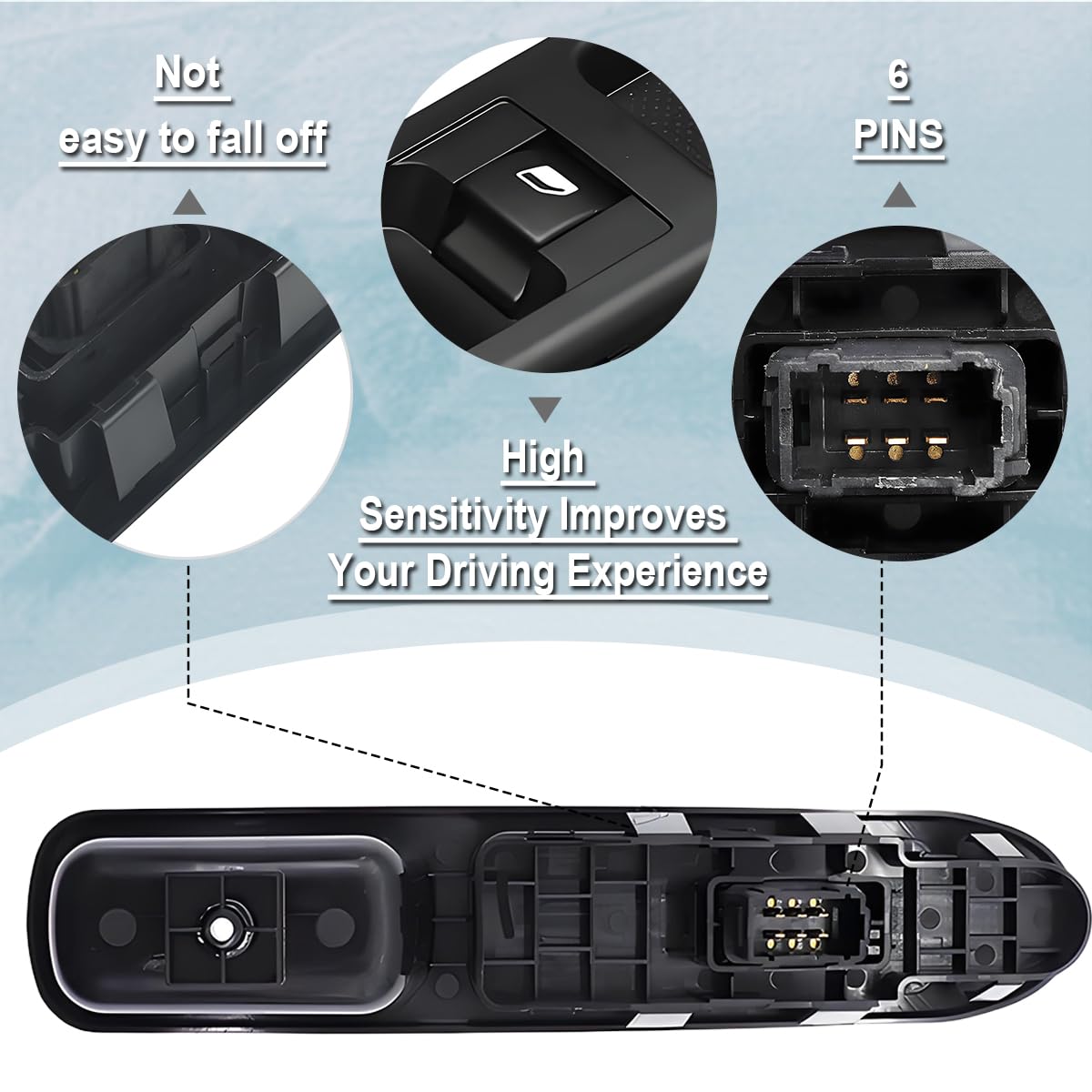 ZAMDOE 6490.HQ Window Door Lock Switch Side (Left) for Peugeot 207 2007 2008 2009 2010 2011 2012 2013 2014 2015 for Controling Passenger SIDE Window Hatchback części zamienne 6554. HJ 6554QL 6Pins