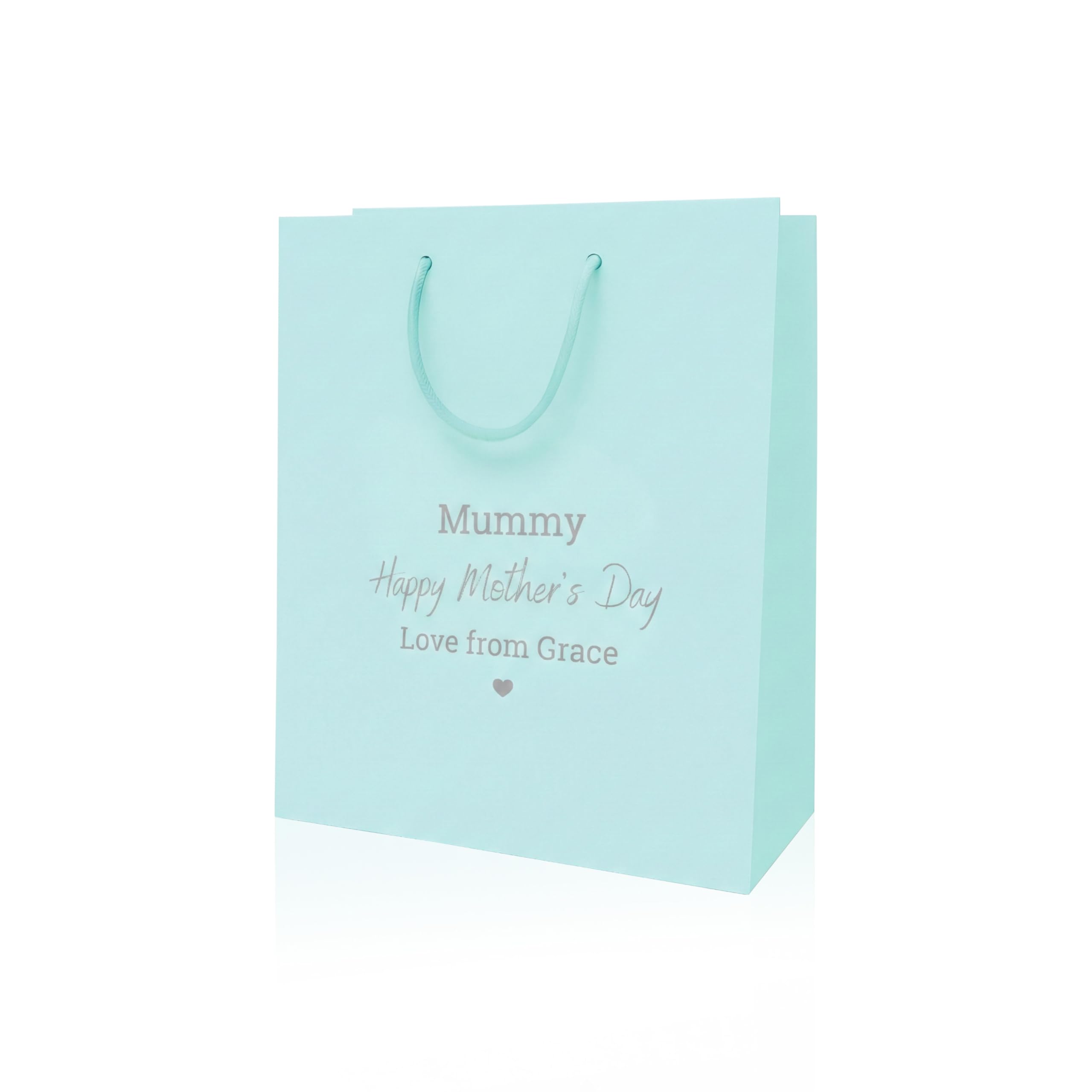 COOKIES AND KOALAS Personalised Mother’s Day Gift Bag – Luxury Light Blue Foil Printed Gift Bag – Small 20×24×10 cm – Custom Gold or Silver Foil Name – Reusable Mother’s Day Gift Packaging for Mum