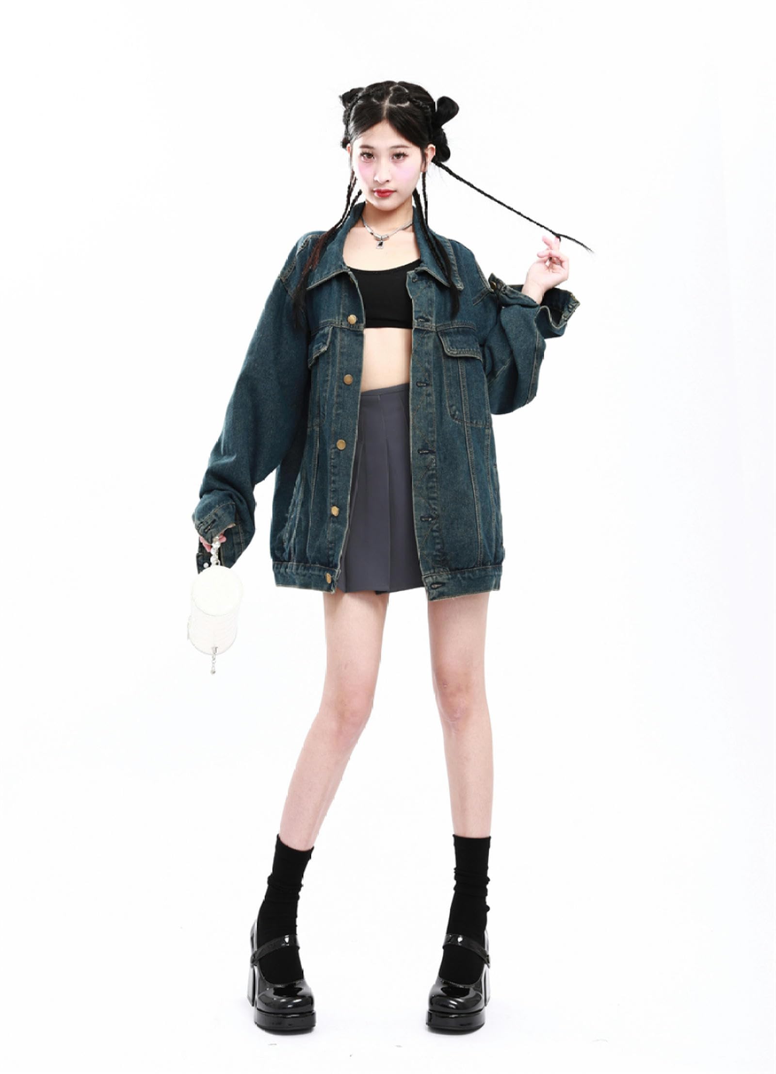 Chaquetas vaqueras retro americanas gran tamaño mujer moda coreana Y2K