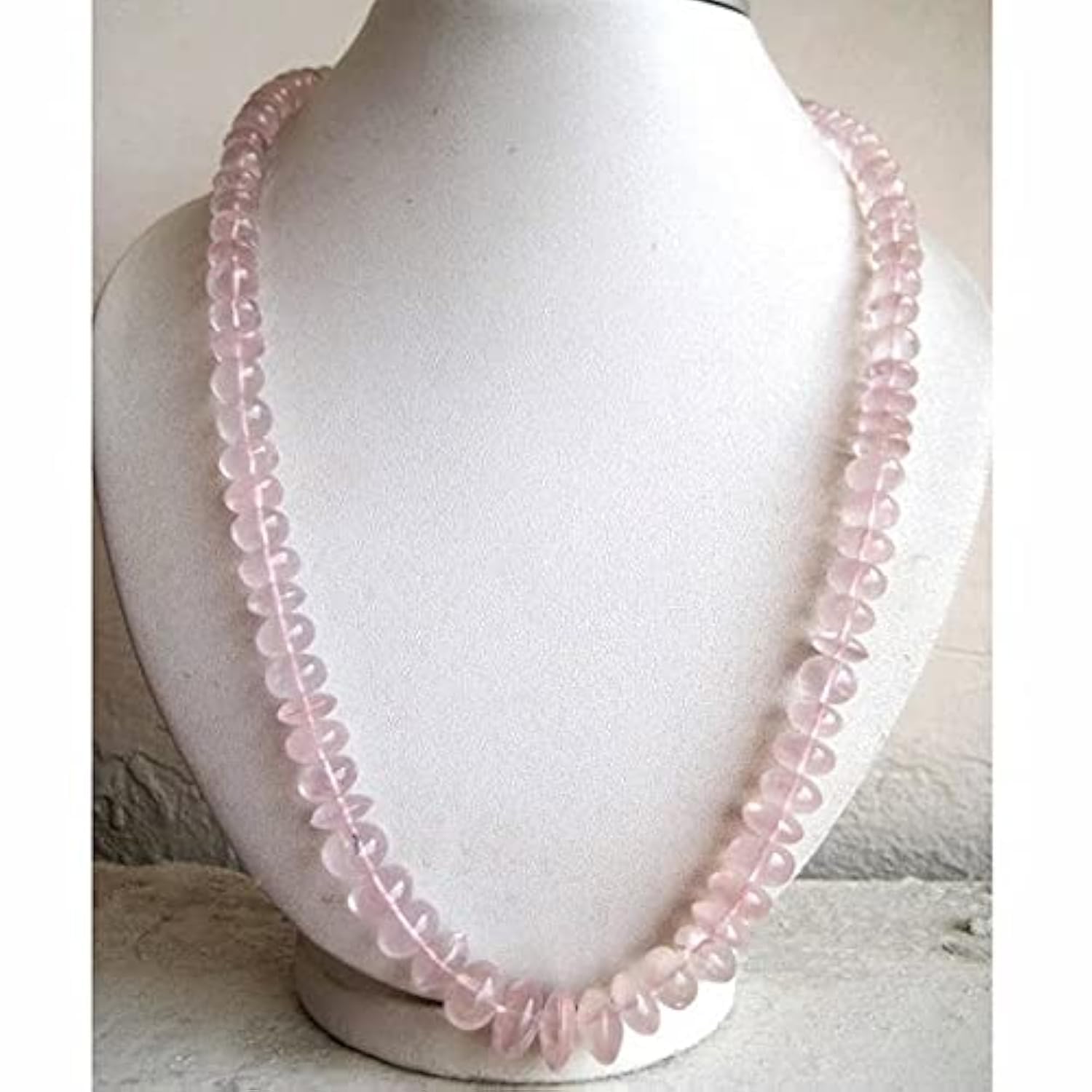 LKBEADS 1 sznur naturalnych koralików z kwarcu różowego, rondelle z kwarcu, 6 mm do 14 mm, 25 cm