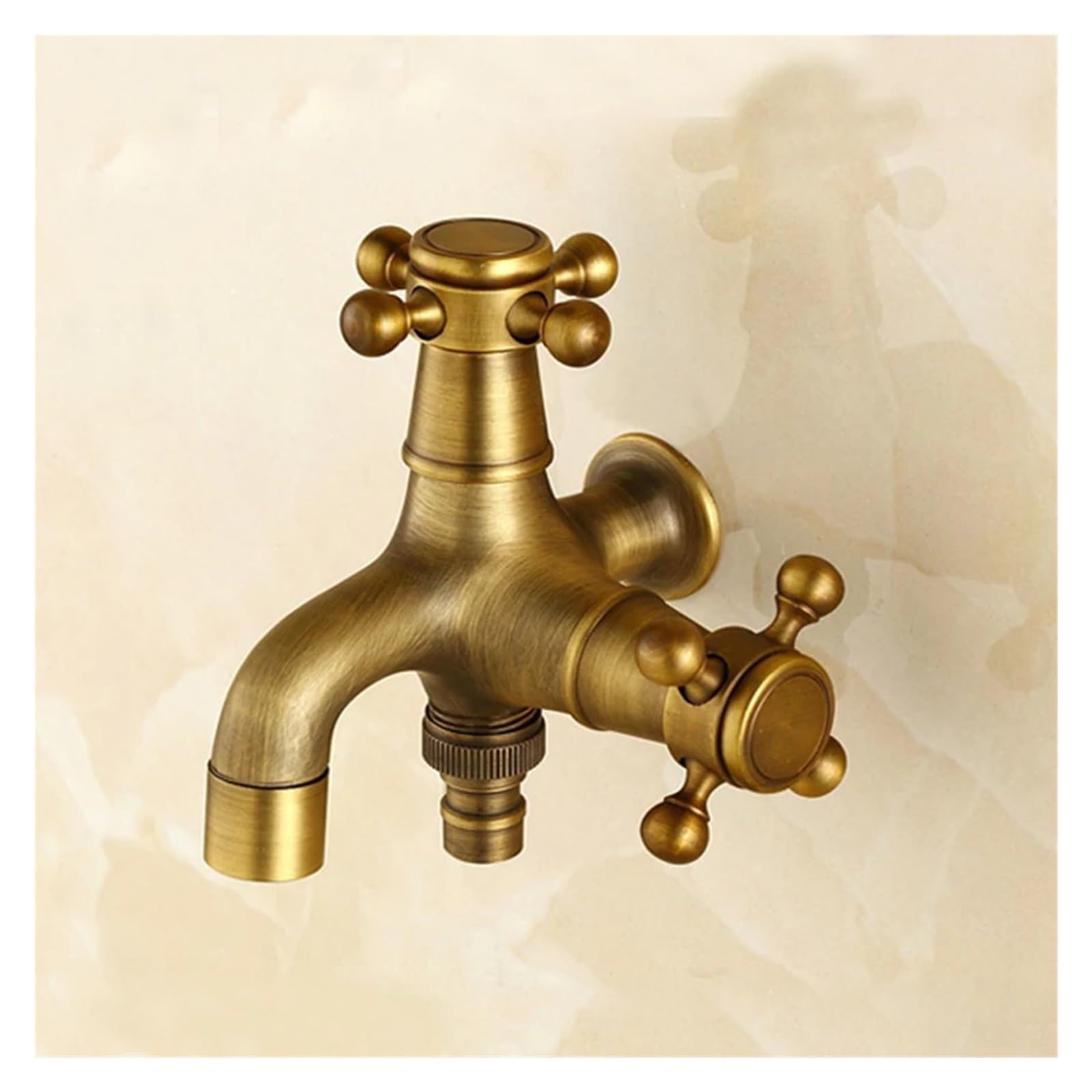 Rubinetto singolo for acqua fredda in ottone antico Rubinetto da giardino decorativo a doppio ugello G1/2 a doppio scopo montato a parete