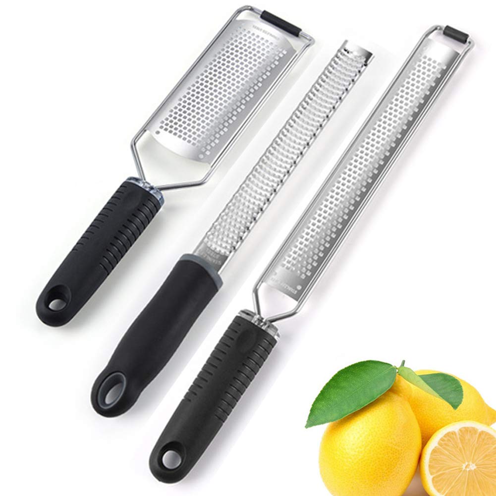 ArinkO Trio de zesteurs Pratiques en Acier Inoxydable pour la Cuisine – Parfait pour Le Zeste de Fromage, de Chocolat et d'agrumes – Ensemble de 3 pièces