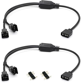 ARGB Splitter Cable, 5V 3 Pin Addressable RGB Splitter Cable with SM 3 Pin Female Connector for Computer Chassis, 1 to Dual ARGB Cable, 11.8 Inches, 2 Pack (1 to 2 ARGB Spliter Cable (Female))