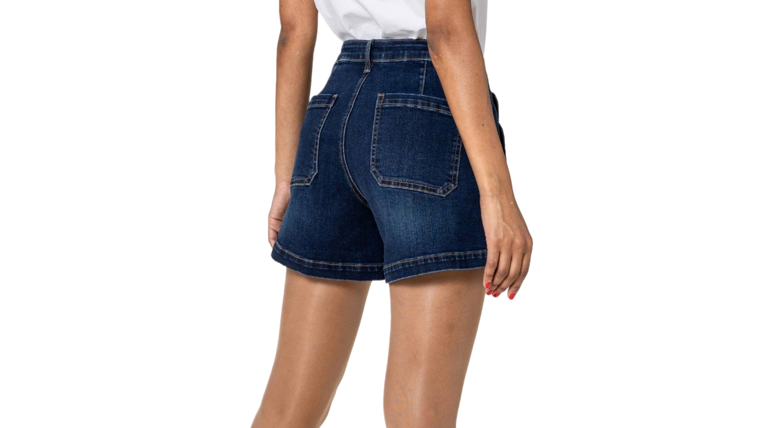 Nina Carter Short en jean taille haute pour femme, au look usé, élégant, short d'été en denim
