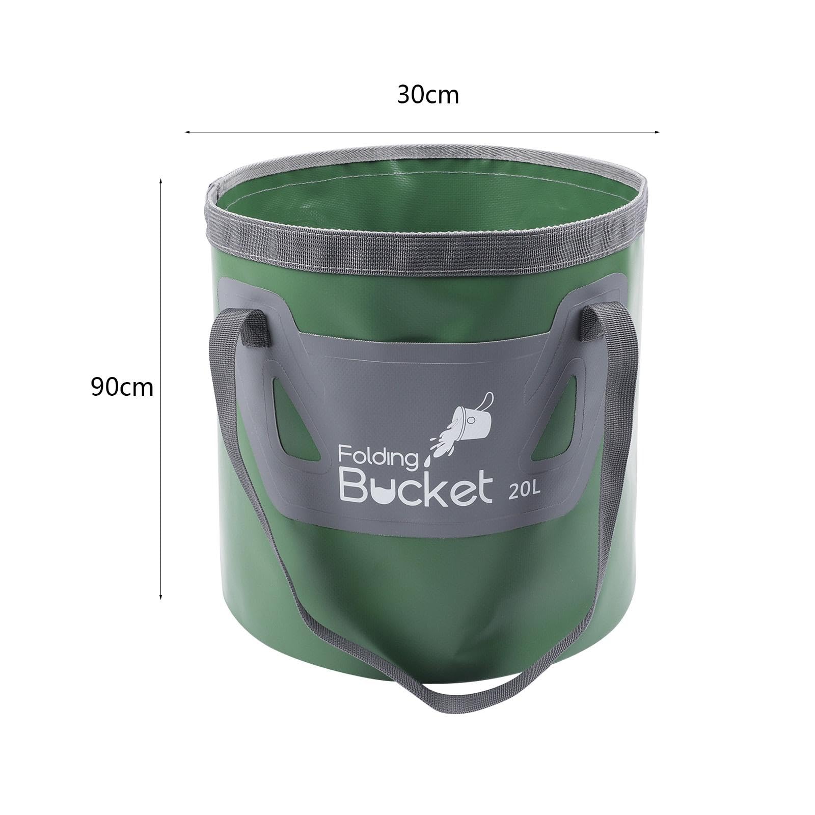 Seau Pliable avec Anse Renforcée Seau de Bassin Extérieur Pliable Bassin d'eau Portable Pliant Récipient d'eau pour Lavage des Pieds Matériau PVC Dura, Vert