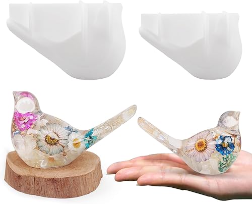 2 moldes de resina para pájaros, moldes epoxi de silicona de animales 3D, moldes de silicona de animales grandes realistas para fundición de resina,
