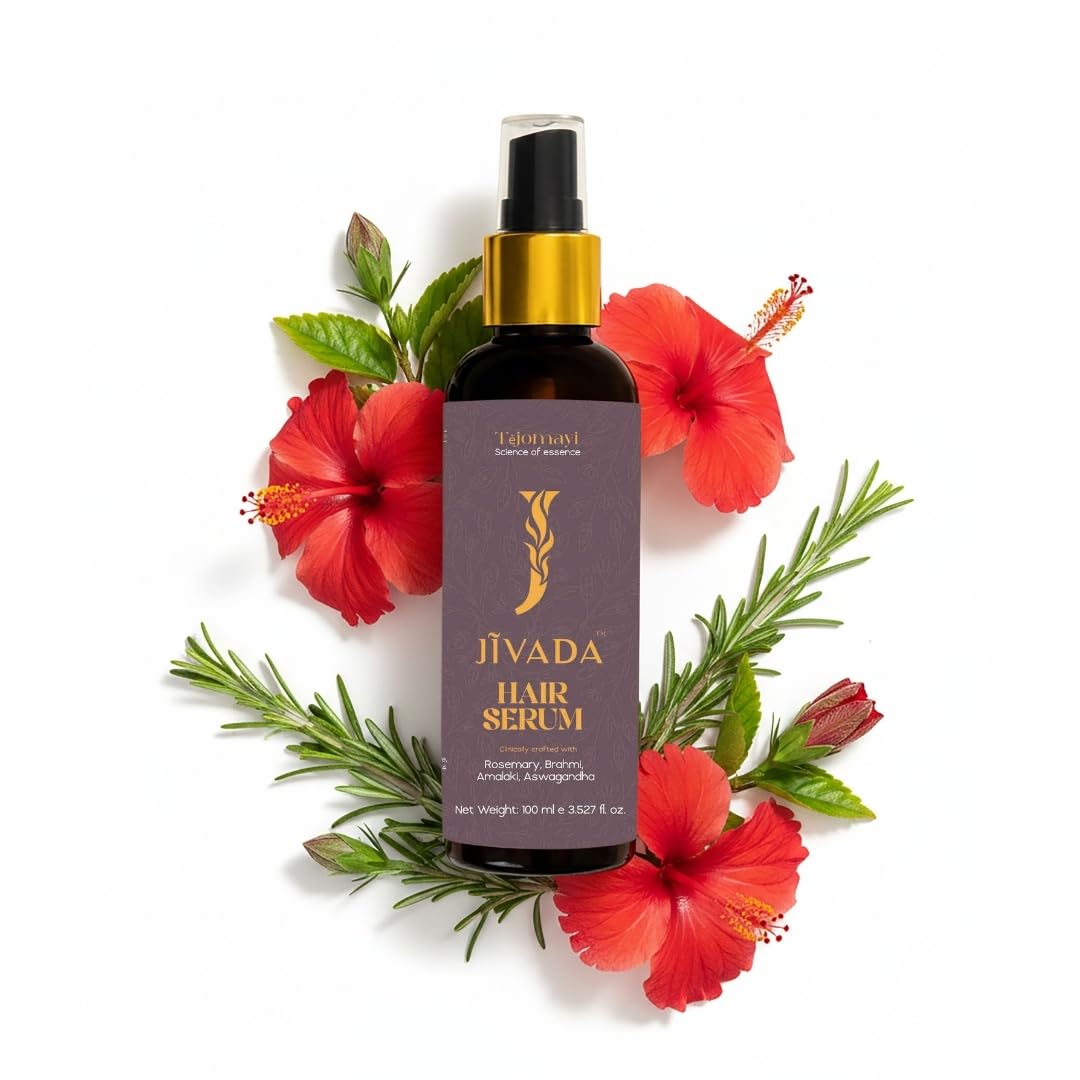 Jivada Pure Ayurvedic Hair Serum with Rosemary & Brahmi, Anti-Frizz Treatment, Split End Repair, 100ml-image-47