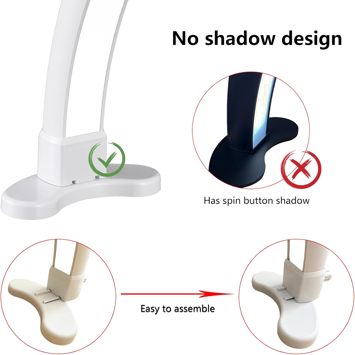 Half Moon Light for Nail Desk, 180° All-Round Lighting Half Moon Nail Lamp, Stepless Dimming, Extra Large Space,White