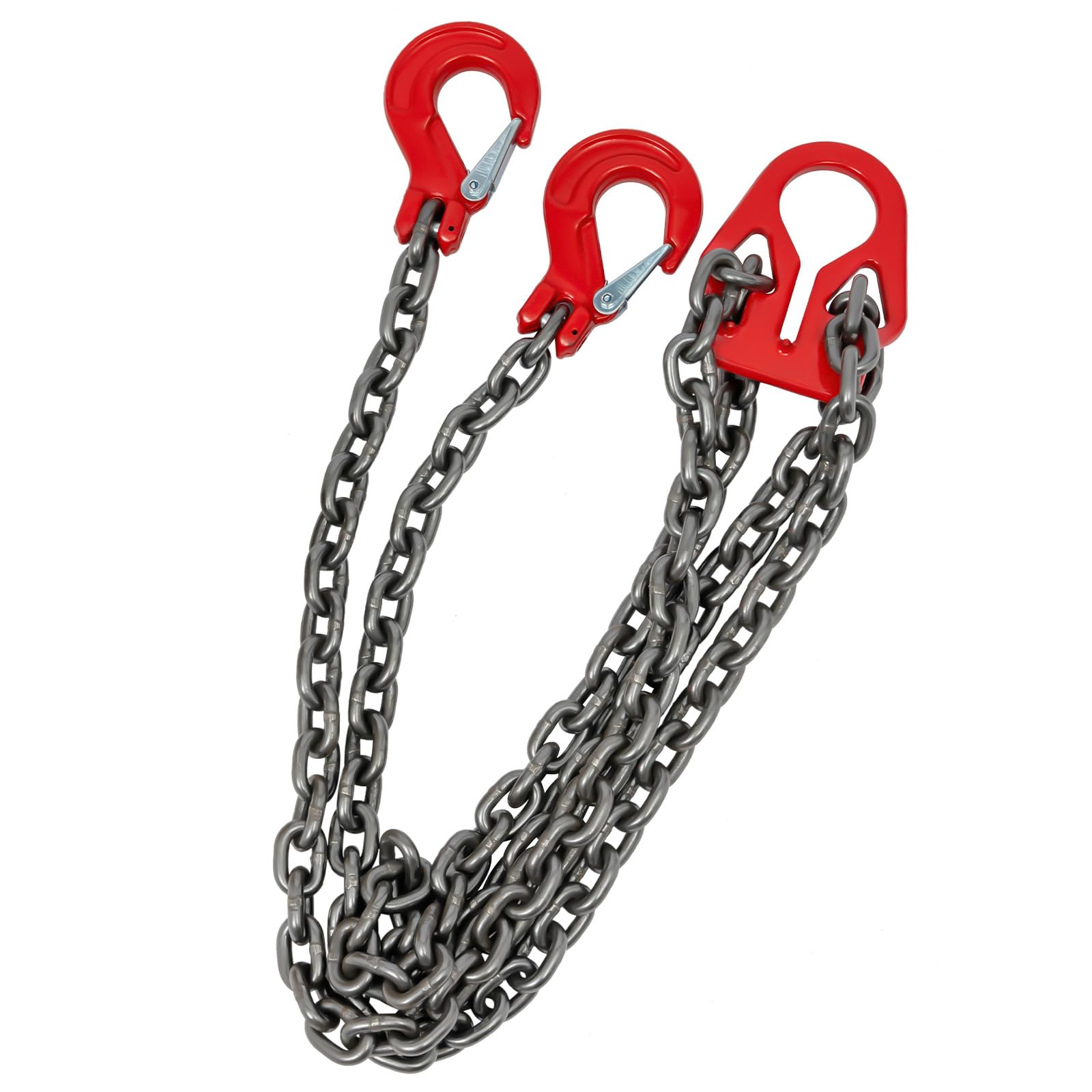 OUKANING 8MM G80 Kettengehänge 3m 5T, Vierstrang-Kettenschlinge mit 2 Sicherheitshaken, Hebekette aus Manganstahl, Rundschlinge für Kran, Transport, Ladungssicherung Baustelle/Lager