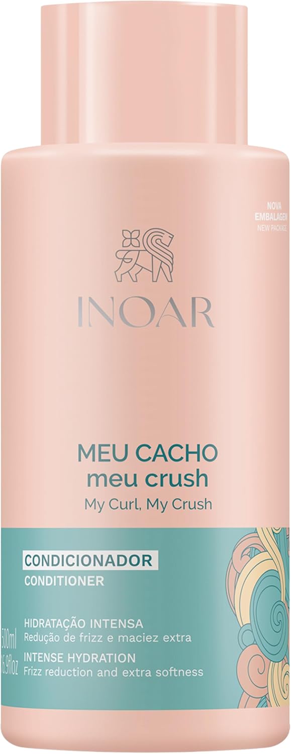 Inoar MEU Cacho MEU Crush Conditioner with Plant-Based Collagen & Vitamin E for Curly Hair Hydration & Definition, 16.9 fl.oz