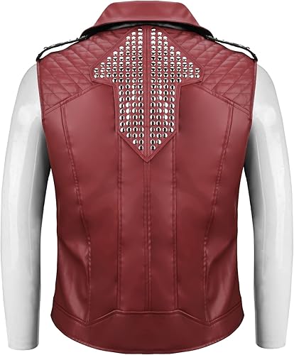 Miniatura 3 de MORROWIND Men Cosplay Red Punk Jacket Vest Pants Belt Set Costume Adult Outfit Suit Pu Leather for Halloween Party Role play