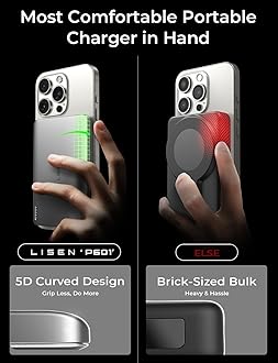 LISEN 0.5‘’ Ultra Slim MagSafe Portable Charger,10000mAh Wireless Card Slim MagSafe Battery Pack iPhone 17 Air Accessories,Magnetic Power Bank for iPhone 17 Pro Max Plus Air/16/15/14/13/12，GlacierGray