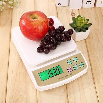 Nolofy Multipurpose Portable Electronic Digital 10 Kg Kitchen Weight Scale Machine with Tare Function Measure for Measuring Fruits, Spice, Food and Vegetable (White Color)