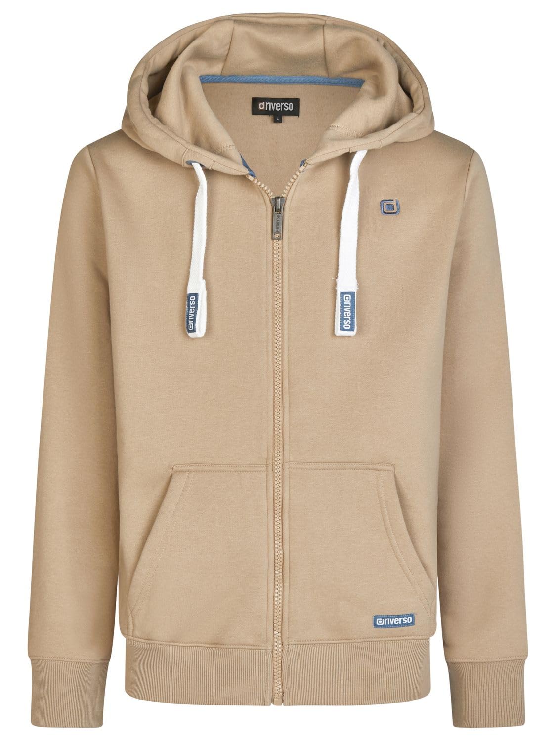 riverso RIVNoah - Sudadera de algodón con capucha y cremallera para hombre, básica, lisa (tallas S, M, L, XL, 2XL, 3XL, 4XL, 5XL), color negro