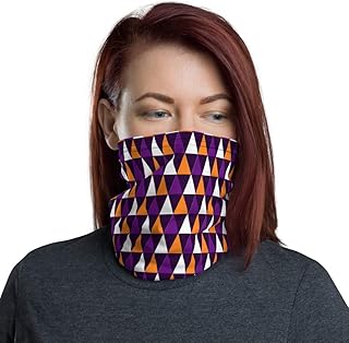 Geometric Design Black Orange Purple Breathable Washable Neck Gaiter