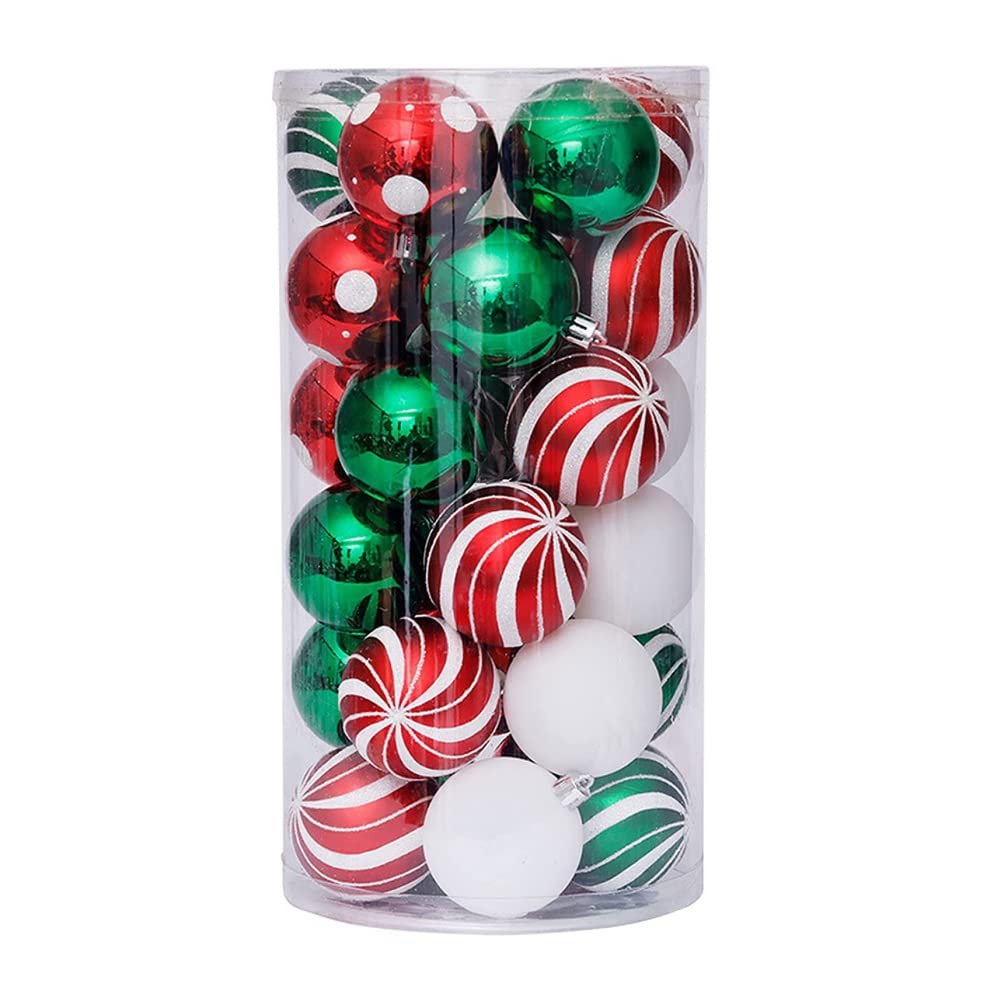 Set di 30 ornamenti per palline di Natale, infrangibili, decorazioni per albero di Natale, palline rosse e verdi per albero di Natale, decorazioni natalizie, matrimoni, feste, interni ed esterni,