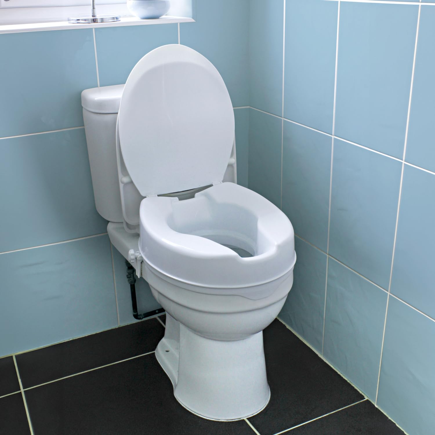 3 PAGEN Altura del asiento del inodoro: 10 cm – Elevador de asiento de inodoro para personas mayores y personas con problemas de salud – Más seguridad en la vida cotidiana – Tapa de cierre suave