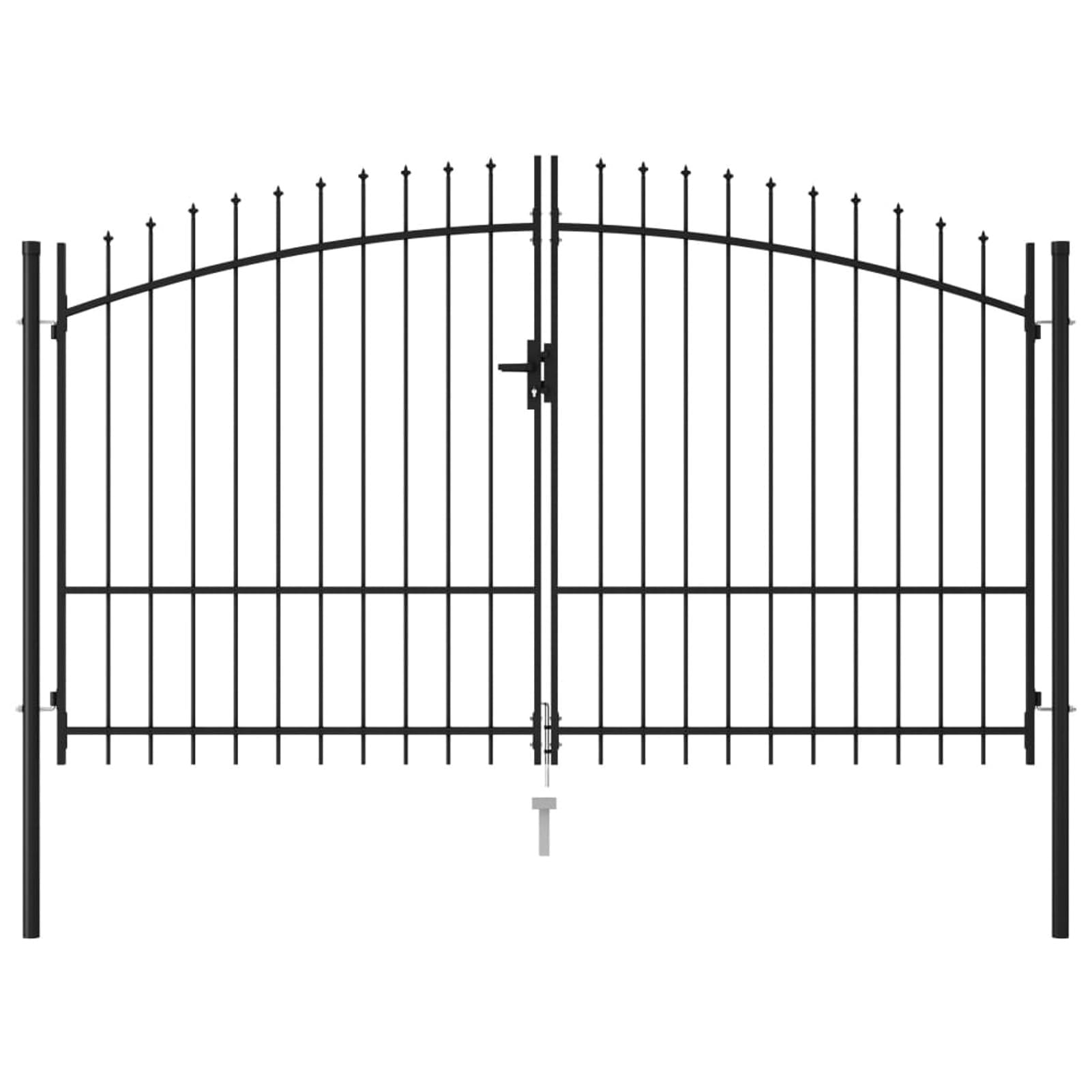 ShGaxin Cancela de Valla Doble Puerta con Puntas, Puertas Metalicas Exterior, Puerta Jardin, Valla De Jardin, Puerta De Jardín, Acero Negro 3x1,75 m
