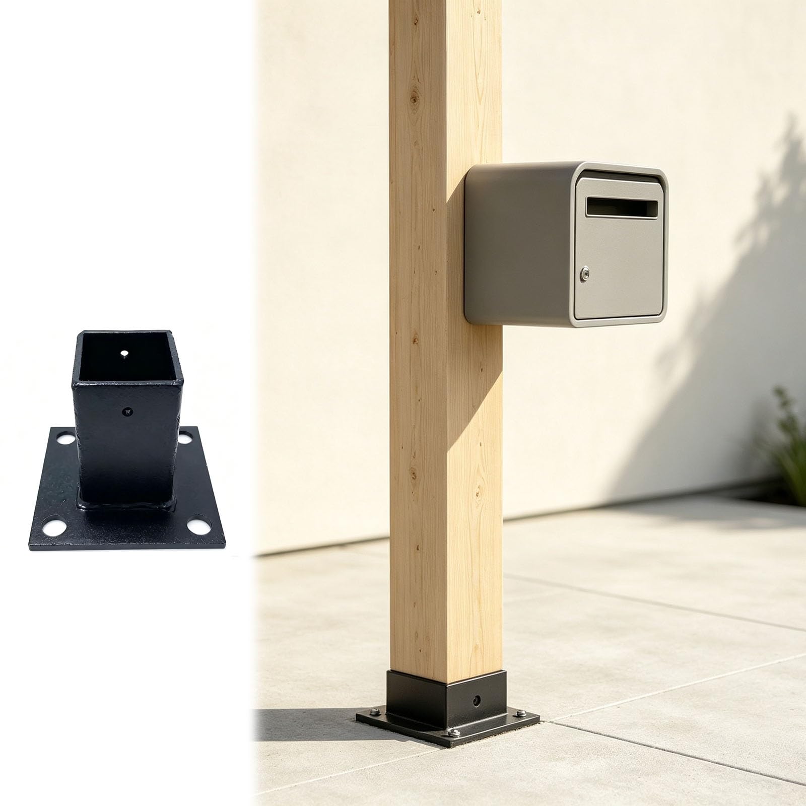 Railing Base Bracket, Post Base Concrete Anchor, Mailbox Posts Protector
