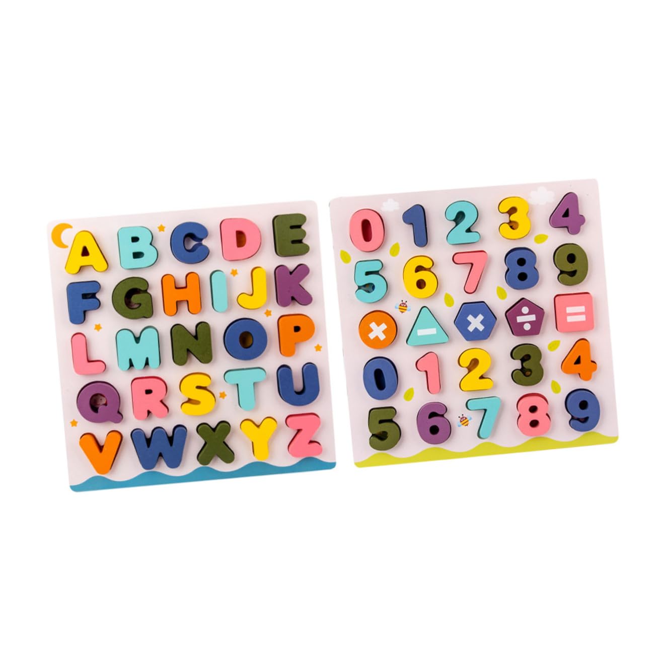 Puzzle Numeri e Lettere in Legno 2 Set, Festa Scuola Decor | Giocattoli Legno, Giocattolo di Abbinamento dei Numeri, Puzzle Ragazzo Ragazza, Gioco Lettere Alfabeto Montessori Legno