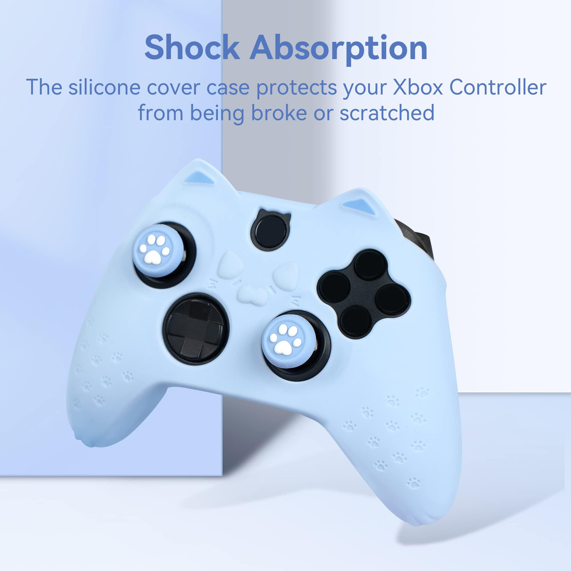GeekShare Cat Paw Controller Skin per Xbox One, custodia in silicone antiscivolo, compatibile con controller Xbox One S/X con 2 cuscinetti Cat Paw, blu