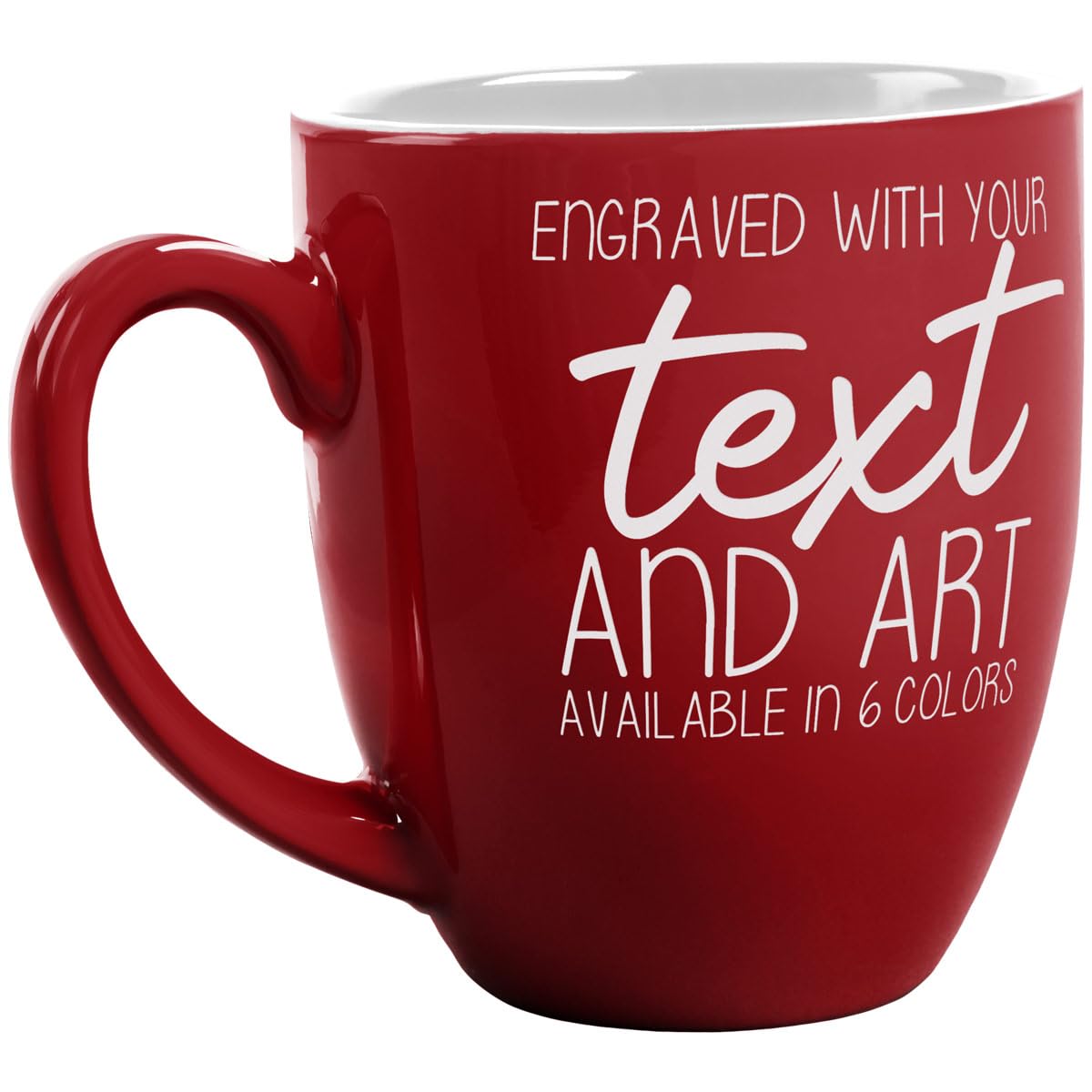 Amazon.com: PlaqueMaker Custom Ceramic Bistro Coffee Mug, Personalized  Laser-Engraved Text, 16 Ounces (Red) : Home & Kitchen