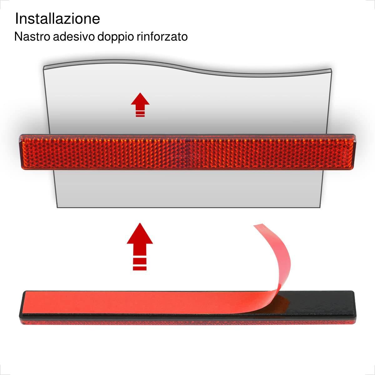 Multibros 4 riflettori rotondi rossi, testati E4, 60 mm, catadiottro