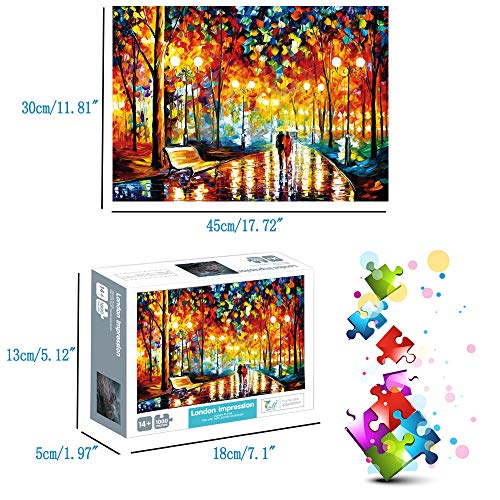 Puzzle 1000 Piece Jigsaw Puzzle Kids Adult – Walking in The Rain Night Jigsaw Puzzle Game Toys Gift - Thumbnail 5