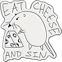 Eat Cheese And Sin Enamel Pin - Funny Rat Meme Brooch, Sarcastic Dark Humor Gift for Cheese Lovers, Bag Jacket Hat Accessories