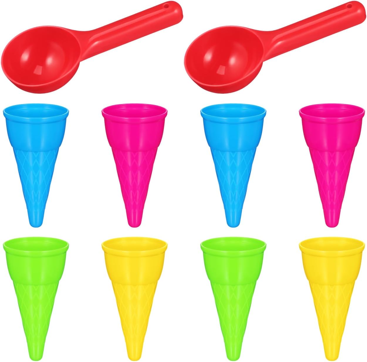 TOYANDONA 10pcs Plastic Ice Cream Cones Scoop Cones Beach Toy Kids Sand Mold Set Seaside Play Sand Toys for Outdoor Beach Toys Set(Random Color)