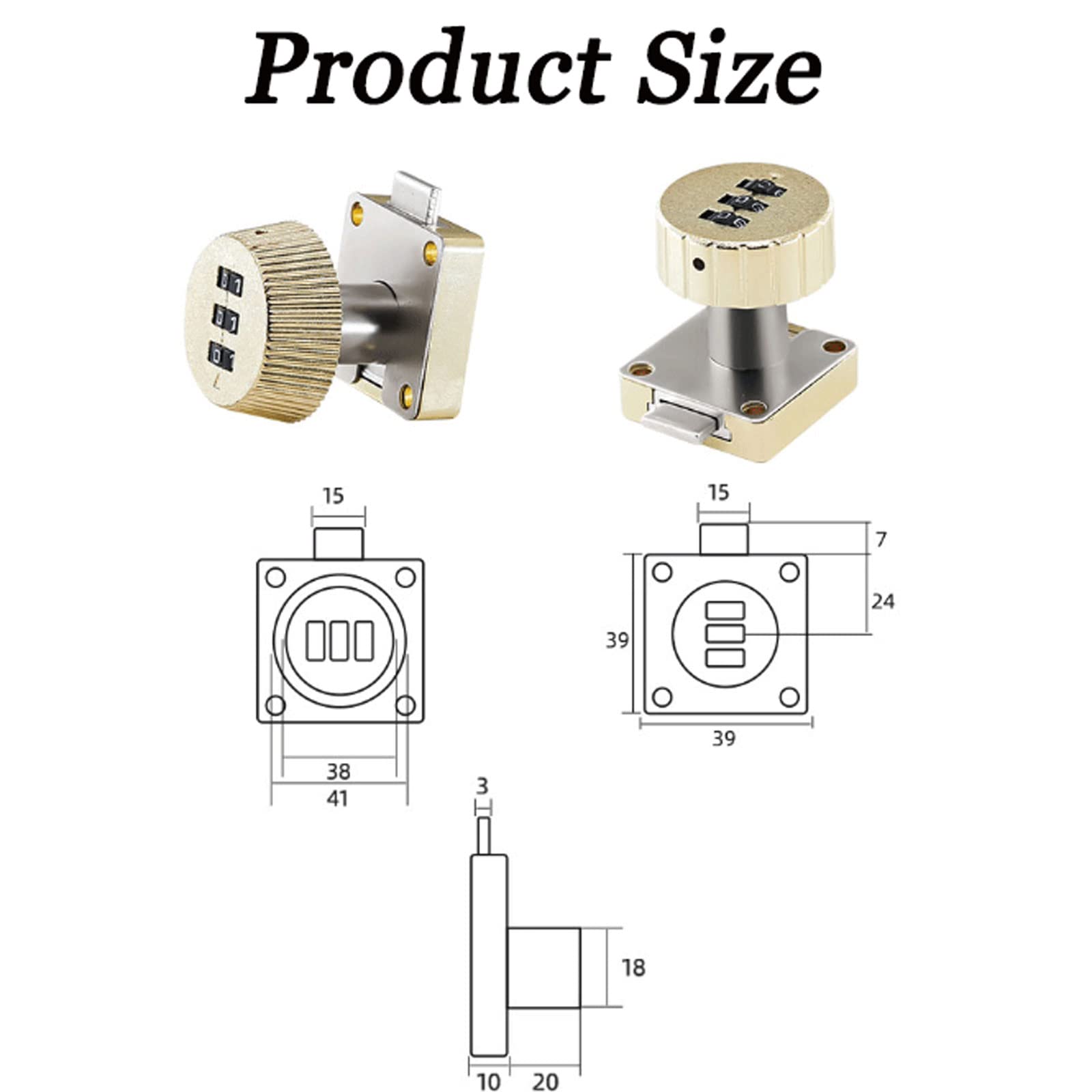 Lucchetti a combinazione， Lucchetti per valigie Lucchetto con codice, lucchetto a combinazione, lucchetto for cassetti, lucchetto a combinazione a 3 cifre, lucchetto con codice a camme(D,D)