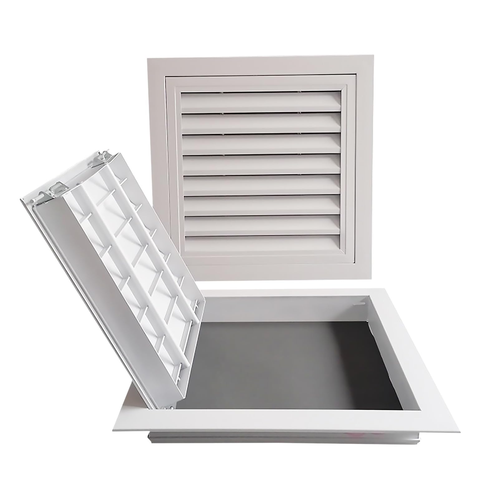 Ścienna i sufitowa kratka wlotowa powietrza ze stopu aluminium, 40 x 55 cm, do drzwi wewnętrznych, wiaty i domów. Konstrukcja na zawiasach ułatwiająca dostęp do drzwi