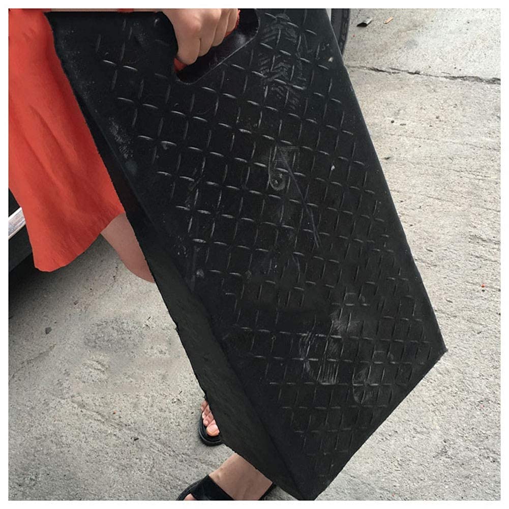 Rubber Duty Rubber Curb Ramps Heavy Threshold Ramp Portable Car Slope Mat Tire Slip Thick PVC Splicable,2 Sizes (Color : Black,Size : 65X30X23Cm)