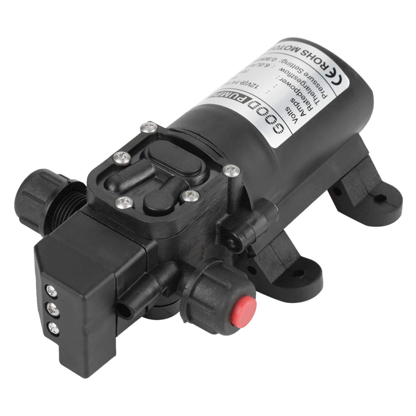 Pompa A Membrana 12V 70W, Pompa A Riflusso Intelligente Ad Alta Pressione Pompa Dell'Acqua per Spruzzatore Elettrico Autoadescante Dc12V 6L/Min, per Roulotte, Barca, Giardino, Industrie