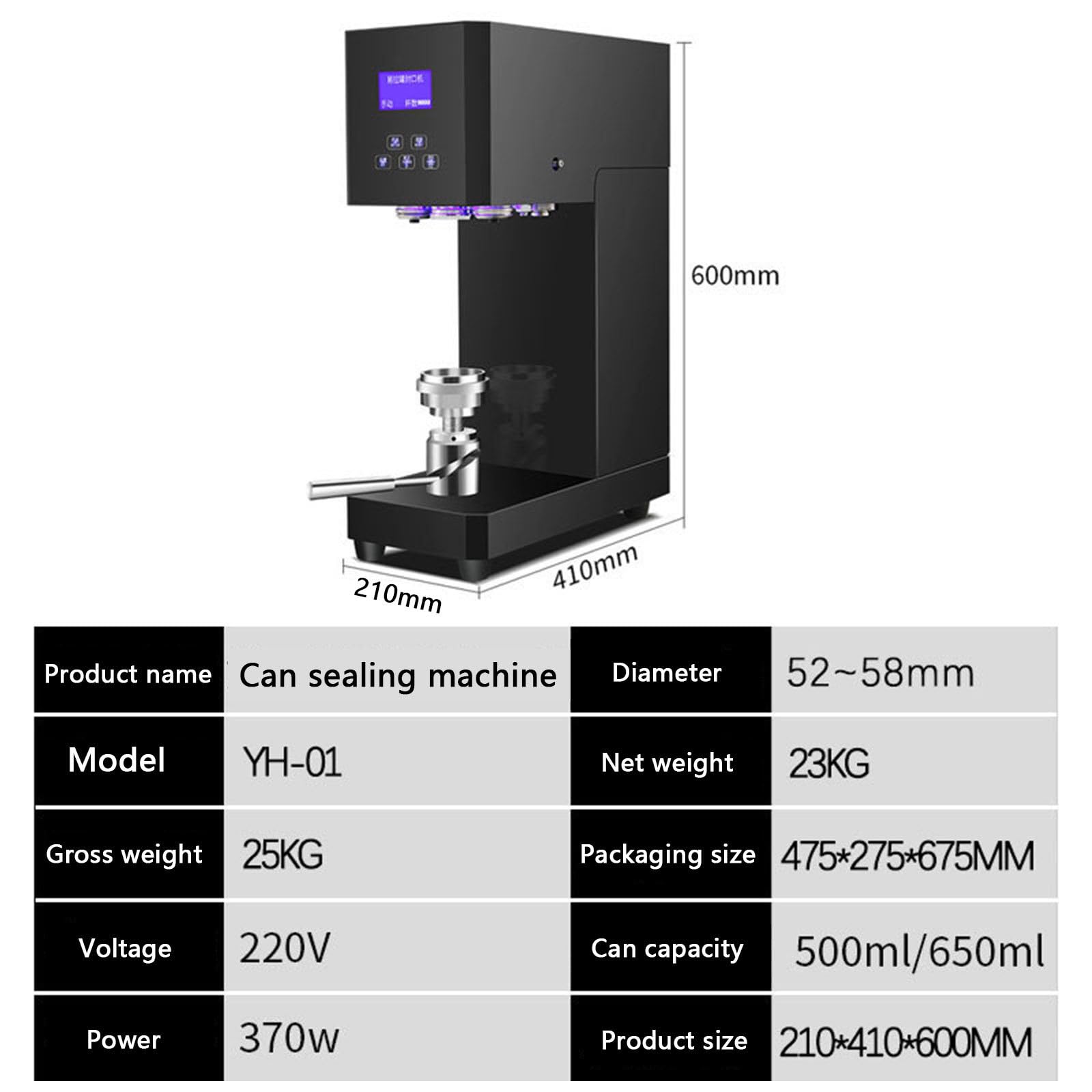 Selladora eléctrica semiautomática de sobremesa para latas de Aluminio, máquina de Sellado Comercial para Botellas de té con Leche y Otras Bebidas.